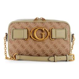 Guess Latte Celadon Printed Aviana Crossbody Camera Bag-image-21