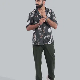 STITCH MONKEY Men Comfort Cuban Collar Abstract Printed Casual Shirt-image-27