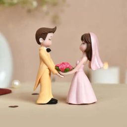 Tayhaa Multicolor Plastic Eternally Yours Wedding Couple Showpiece - Set of 2-3
