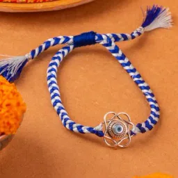 kicky & perky kicky and Perky 925 Sterling Silver Evil Eye Floral Rakhi-picture-29