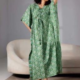 Libas Green Cotton Printed Kaftan-image-81