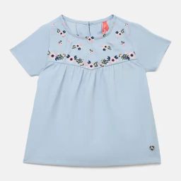Blue Giraffe Girls Blue Regular Fit Top-image-28