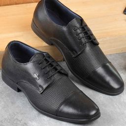WALKWAY by Metro Men Textured Leather Formal Derbys Shoes-image-98