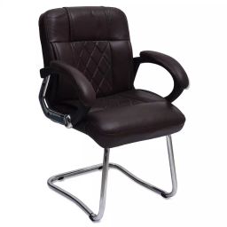 Ergonomica Dark Bown leatherette Office Visitor Chair-picture-11