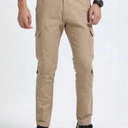 NEVER NEUD Men Relaxed Cargos Trousers-image-70