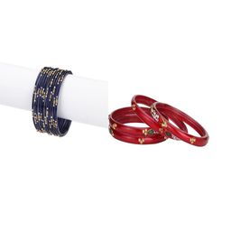 SOMIL Set of 16 Blue Alloy Artificial Stones & Beads Bangles-image-102