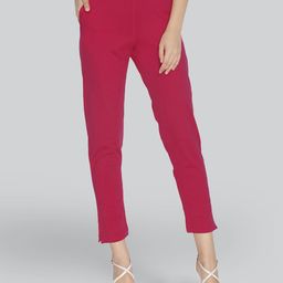 LYRA Women Pink Smart Cotton Trousers-image-33