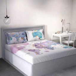 DDECOR Live beautiful Purple Cotton Graphic 145 TC Double Flat Bedsheet with 2 Pillow Covers-image-84