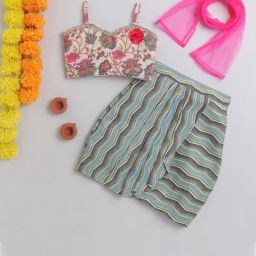 Many Frocks Kids Multicolor Embellished Lehenga, Choli with Dupatta-image-66