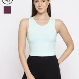 La Intimo Sea Green & WIne Teeny Weeny Camisole (Pack of 2)-image-48