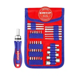 Emtop Chrome Vanadium Steel 43 Pcs Screwdriver Bit Set With Ratchet Holder, EBST04302-12