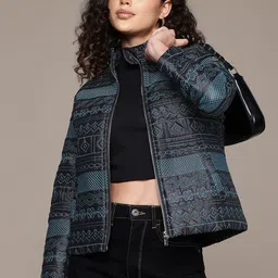 Label Ritu Kumar Geometric Embroidered Puffer Jacket-98