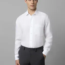 Louis Philippe White Linen Regular Fit Texture Shirt-image-57