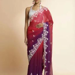 Jaipur Kurti Pink Embellished Saree With Unstitched Blouse-picture-28
