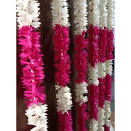 Nutts White & Pink 6 Pieces Paper Gajra Hanging Garlands-22