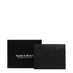 Smith & Blake Black Textured Bi-Fold Wallet for Men image 5