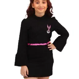 Cutecumber Girls Black Embellished Party Dress-image-1