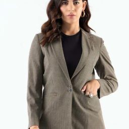 Powersutra Beige Checks Blazer-picture-16