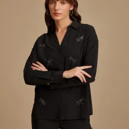 Kazo Black Embellished Shirt-picture-31