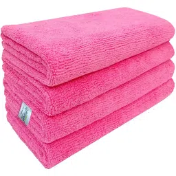 Softspun 40x40 cm 340 GSM Pink Microfiber Towel Pack of 4 Pcs-image-67