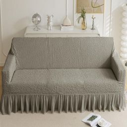HOUSE OF QUIRK Italian Coffee Brown Self Design 3 Seater Sofa Cover With Arms-image-89