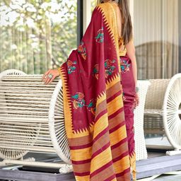 KALINI Red Cotton Blend Printed Sarees-picture-13
