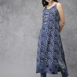 Anouk Women Blue & White Printed Straight Kurta-picture-55