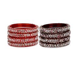 SOMIL Set Of 8 Red Alloy Artificial Stones and Beads Antique Bangles-image-84