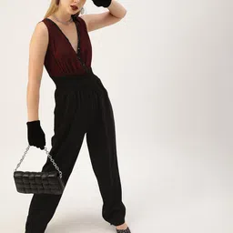 Antheaa Women Red & Black Printed Basic Jumpsuit-picture-10