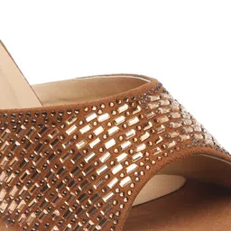 Bruno Manetti Embellished Suede Open Toe Block Heels image 2