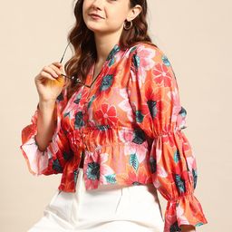 Mast & Harbour Floral Print Puff Sleeves Empire Top-image-31