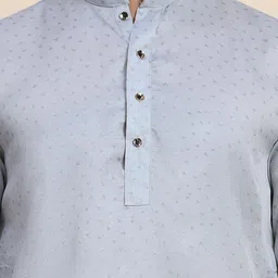 Pro-Ethic STYLE DEVELOPER Men Printed Angrakha Sequinned Pure Cotton Kurta with Pyjamas image 2