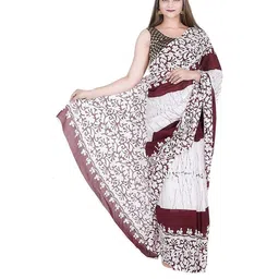 huuhambay Ethnic Motifs Voile Block Print Saree-picture-3