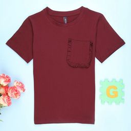 V-Mart Girls Solid Round Neck Cotton T-shirt-picture-9