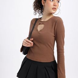 glitchez Love Fragment Cut-Out Ribbed Fitted Top-image-44