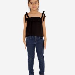 KIDSDEW Sleeveeless Solid Color Top - Black-image-89