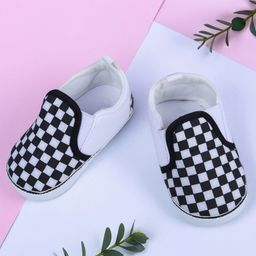 Baby Moo Classic Checker Board Signature Slip On Booties - Black And White-image-6