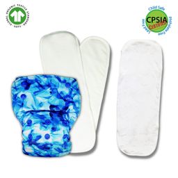 Kindermum Aqua Nano Pro Aio Cloth Diaper With 2 Organic Inserts and Power Booster -  Blue-17