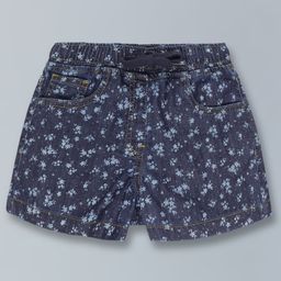Kiddopanti Seamless Flower Printed Shorts With Front Pockets - Blue-image-1