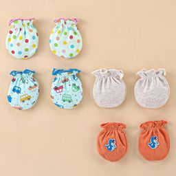 Ben Benny Cotton Knit Mittens Set Polka Dots Print Pack of 4 - Multicolour-picture-3