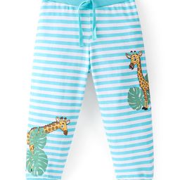 Babyhug Cotton Knit Full Length Lounge Pant Stripes & Giraffe Print- Blue-image-69