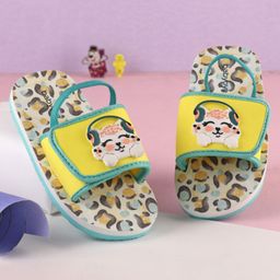 Babyoye Flip Flops With Back Strap Leopard Print & Applique - Yellow-picture-19