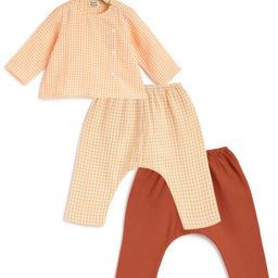 Tiber Taber Full Sleeves Checked  Jhabla Set - Orange-image-78