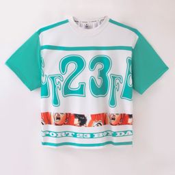 Kookie Kids Half Sleeves T-Shirt with Text Print - Green-image-18