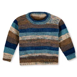 Windrop Solutions Full Sleeves Striped Crocheted Sweater - Multi Colour-picture-0
