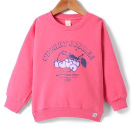 Olio Kids Fleece Knit FullSleeves Sweatshirt with Text Print - Dark Pink-image-52