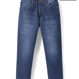 Pine Kids Woven Full Length Solid Washed Denim Jeans - Navy Blue-picture-43