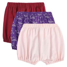 MINI KLUB Cotton Pack Of 3 Solid & Dolphins Printed Shorts - Maroon Violet & Pink-image-75