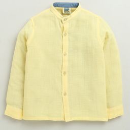 ZIP ZAP ZOOP Cotton Full Sleeves Solid Shirt - Yellow-image-6