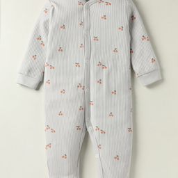I Bears Interlock Knit Full Sleeves Romper with Tropical Print - Grey-image-94